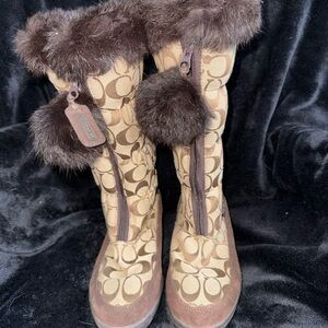 Coach Women's Brown and Tan Winter Boots ✨🤎